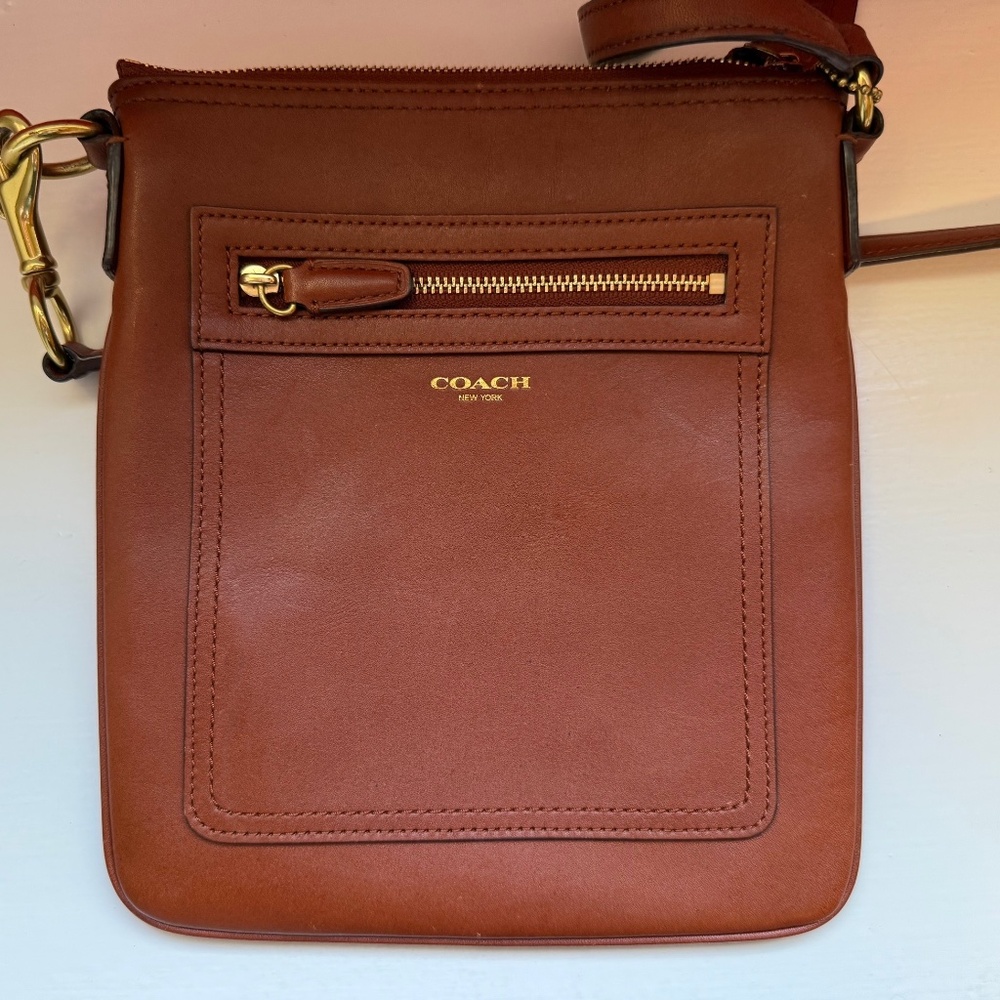 Coach Brown Crossbody Purse 8"w x 9"h